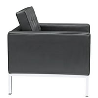 Kožna stolica od kože s gumbima u crnoj boji