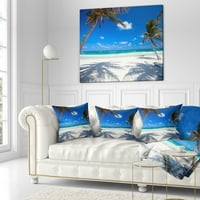 DesignArt kokosova palma na plaži - Photo pejzažni tiskani jastuk za bacanje - 16x16