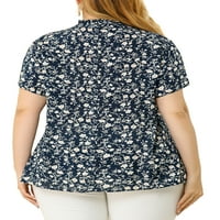 Jedinstvene ponude ženske plus veličine samoajave ruffle bluze naklonjene cvjetni vrh