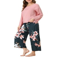 Jedinstvene ponude ženske duge rukave Capri hlače cvjetni salon pidžama setovi za spavanje