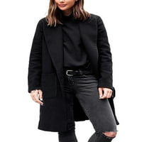 Napomena: Ženska gornja odjeća, kaput od šal ovratnika, jednoredni Kaputi, uredski mekani kaput, jakna s džepovima, crna 4 inča