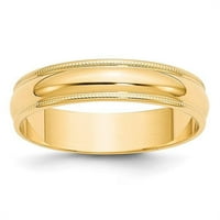 Primarno zlato, karatno žuto zlato, lagani polukružni prsten finog zrna, veličina 8,5