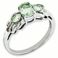 Primarno Srebro prsten od sterling srebra s rodijem i zelenim kvarcom