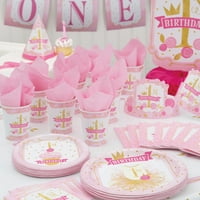 9 ružičasti i zlatni tanjuri za djevojački prvi rođendan, 8K
