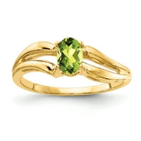 Zlato abound, karatno žuto zlato, 6-struki ovalni prsten s peridotom