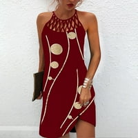 Haljine za žene Mini A kroja Haljina Bez rukava s okruglim vratom s printom, crvena, e-mail