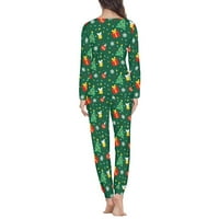 Božićna Pidžama za žene, spavaćica, zeleno božićno drvce, ružne košulje i hlače s dugim rukavima, odjeća za zabave, odjeća za spavanje,