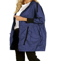 Ženski jesenski kaput s otvorenim prednjim dijelom široke jednobojne jakne ležerna kišna jakna dugih rukava Mornarsko plava