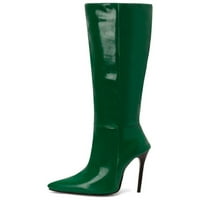 Spektakularne ženske čizme na visoku petu sa šiljastim nožnim prstima preko koljena poslovne neklizajuće udobne štikle zelene 8